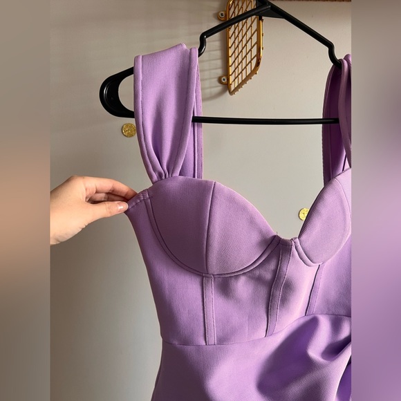 Size S draped off shoulder purple bandage dress - Picture 13 of 16